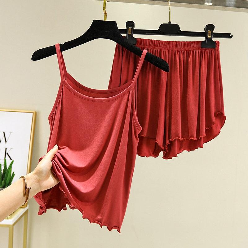 Backless Satin Sexy Pajamas Set Black Pajamas With Pants Loose Spaghetti Strap Intimate Lingerie Sleepwear Women Camisole Suit - HABASH FASHION