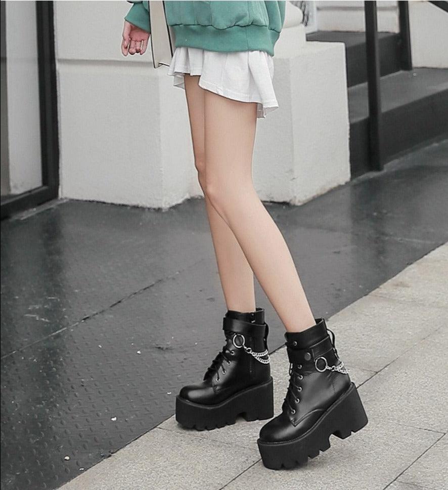 New Women Leather Boots Block Heel - HABASH FASHION