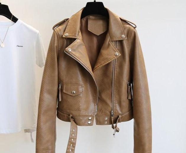 New Women Leather Coat Long Sleeved - HABASH FASHION