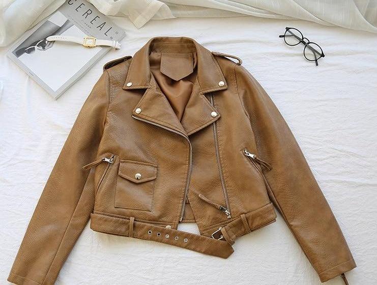 New Women Leather Coat Long Sleeved - HABASH FASHION