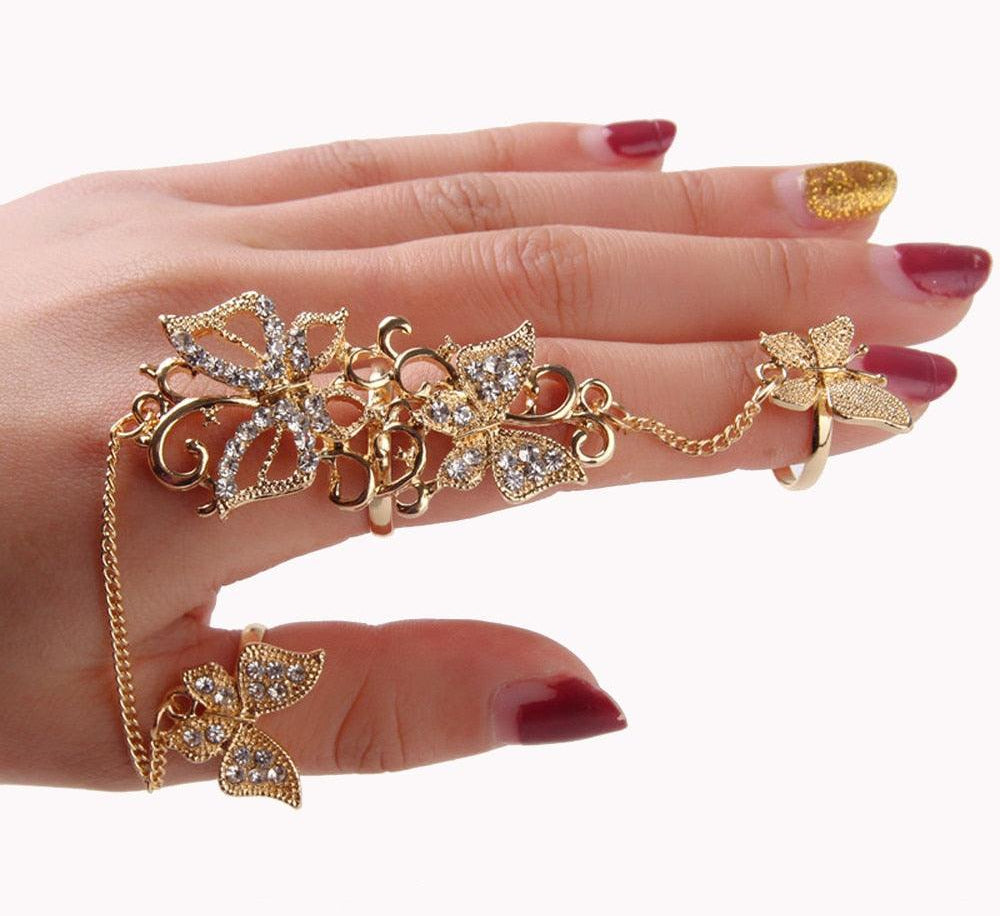 Rhinestone chain ring - HABASH FASHION