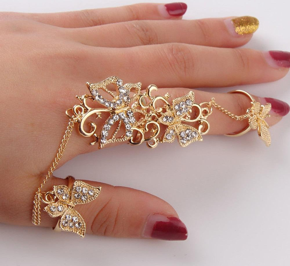 Rhinestone chain ring - HABASH FASHION