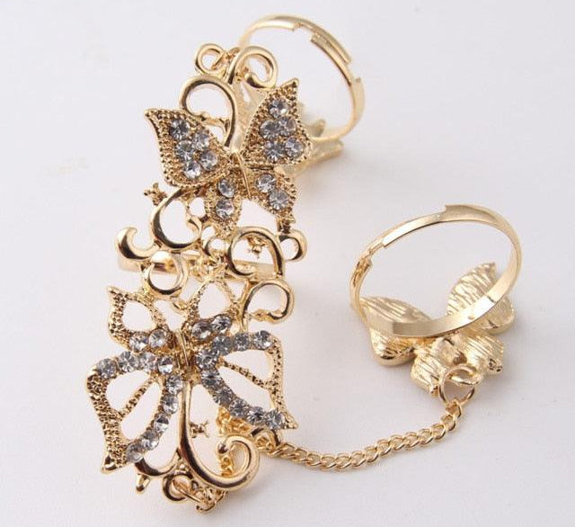 Rhinestone chain ring - HABASH FASHION