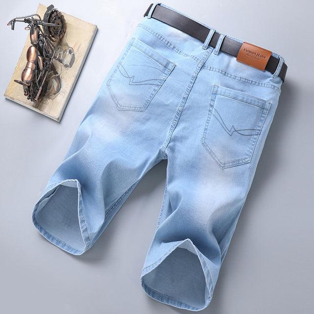 Men Slim Fit Short Jeans Cotton Stretch Vintage - HABASH FASHION