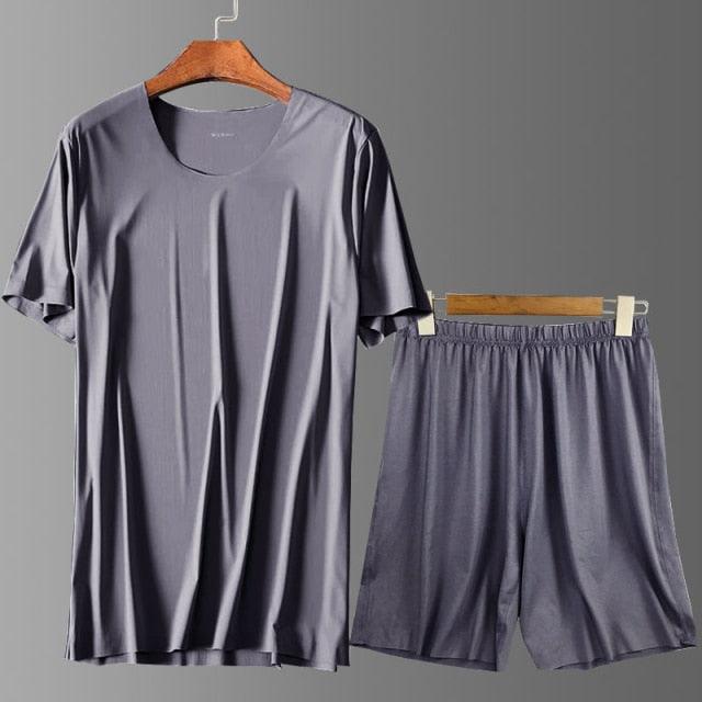 Plus Size Men's Ice Silk Short-sleeved Suit - HABASH FASHION