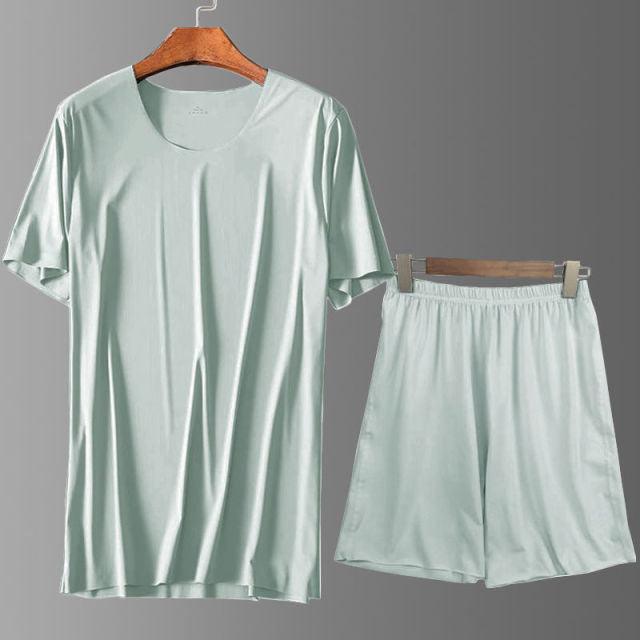 Plus Size Men's Ice Silk Short-sleeved Suit - HABASH FASHION