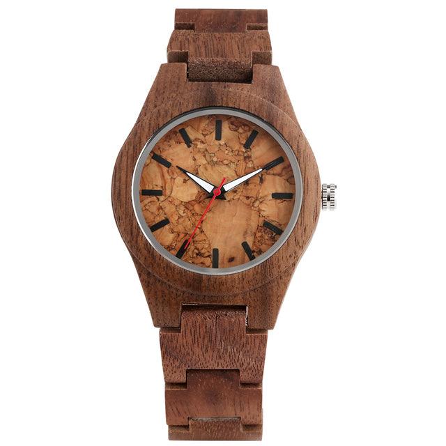Coffee Brown Walnut Wood Watch for Women Quartz Wooden Watch - HABASH FASHION