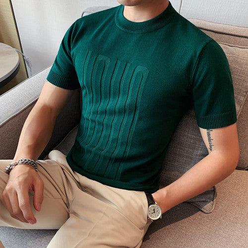 Men sleeve T shirt round collar British slim casual - HABASH FASHION