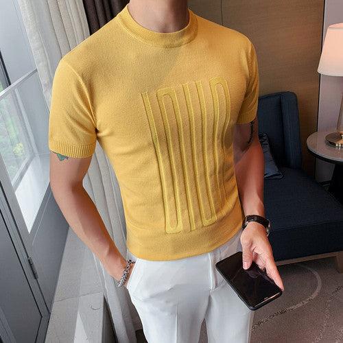 Men sleeve T shirt round collar British slim casual - HABASH FASHION