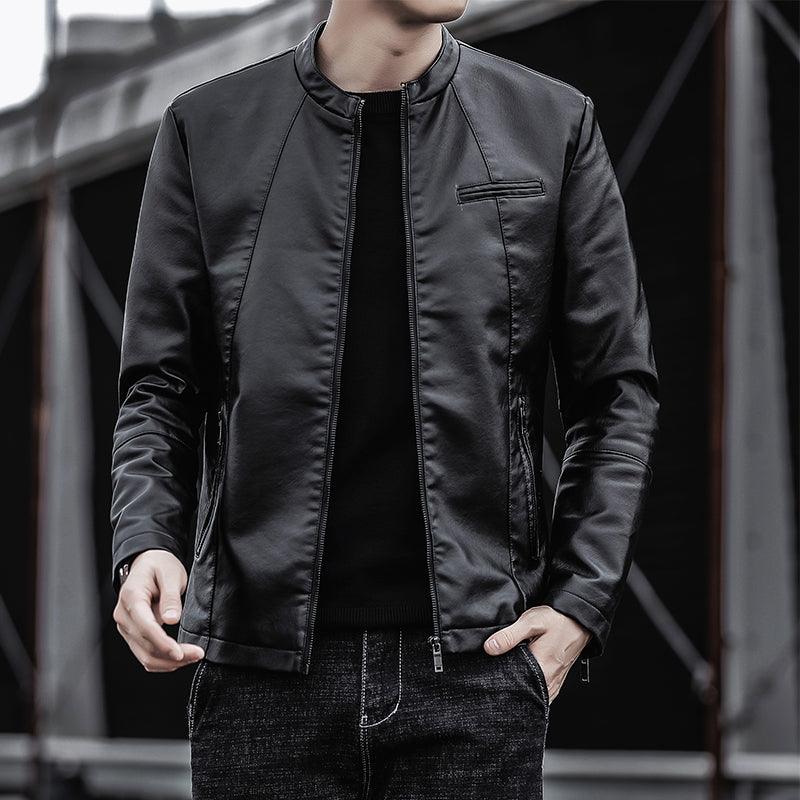 Men Leather Jacket Men Slim Fit Short Coat Men Leather jacket Streetwear Casual - HABASH FASHION