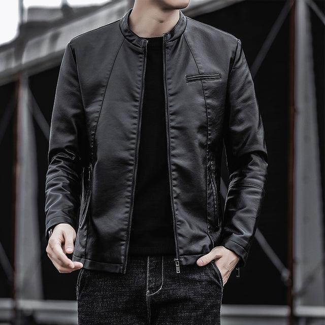 Men Leather Jacket Men Slim Fit Short Coat Men Leather jacket Streetwear Casual - HABASH FASHION