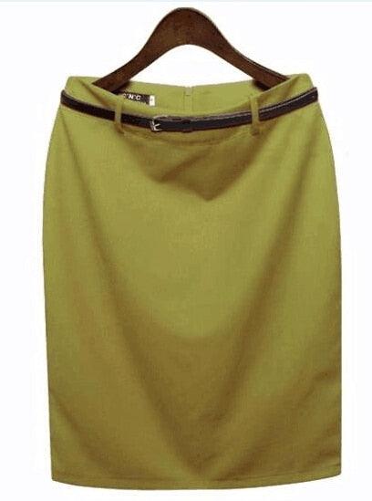 Office Skirt Solid Color Women's A line Knee Length Plus Size 3XL Skirt - HABASH FASHION