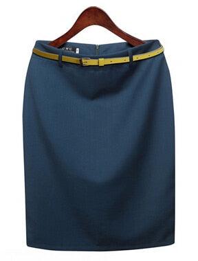 Office Skirt Solid Color Women's A line Knee Length Plus Size 3XL Skirt - HABASH FASHION