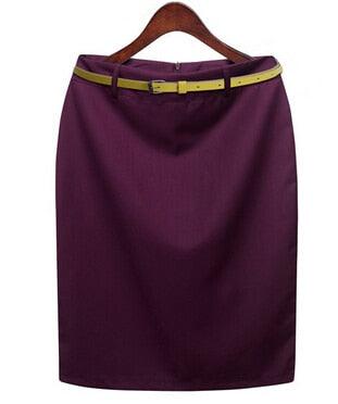 Office Skirt Solid Color Women's A line Knee Length Plus Size 3XL Skirt - HABASH FASHION