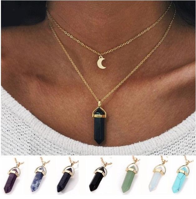 pendant necklace fashion moon crescent bullet pendulum - HABASH FASHION