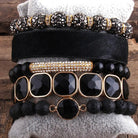 Leather Bracelet Set 5 Pieces Handmade Natural Stone - HABASH FASHION