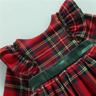 Girls Princess Christmas Dress Long Sleeve Plaid Bowknot Tulle - HABASH FASHION