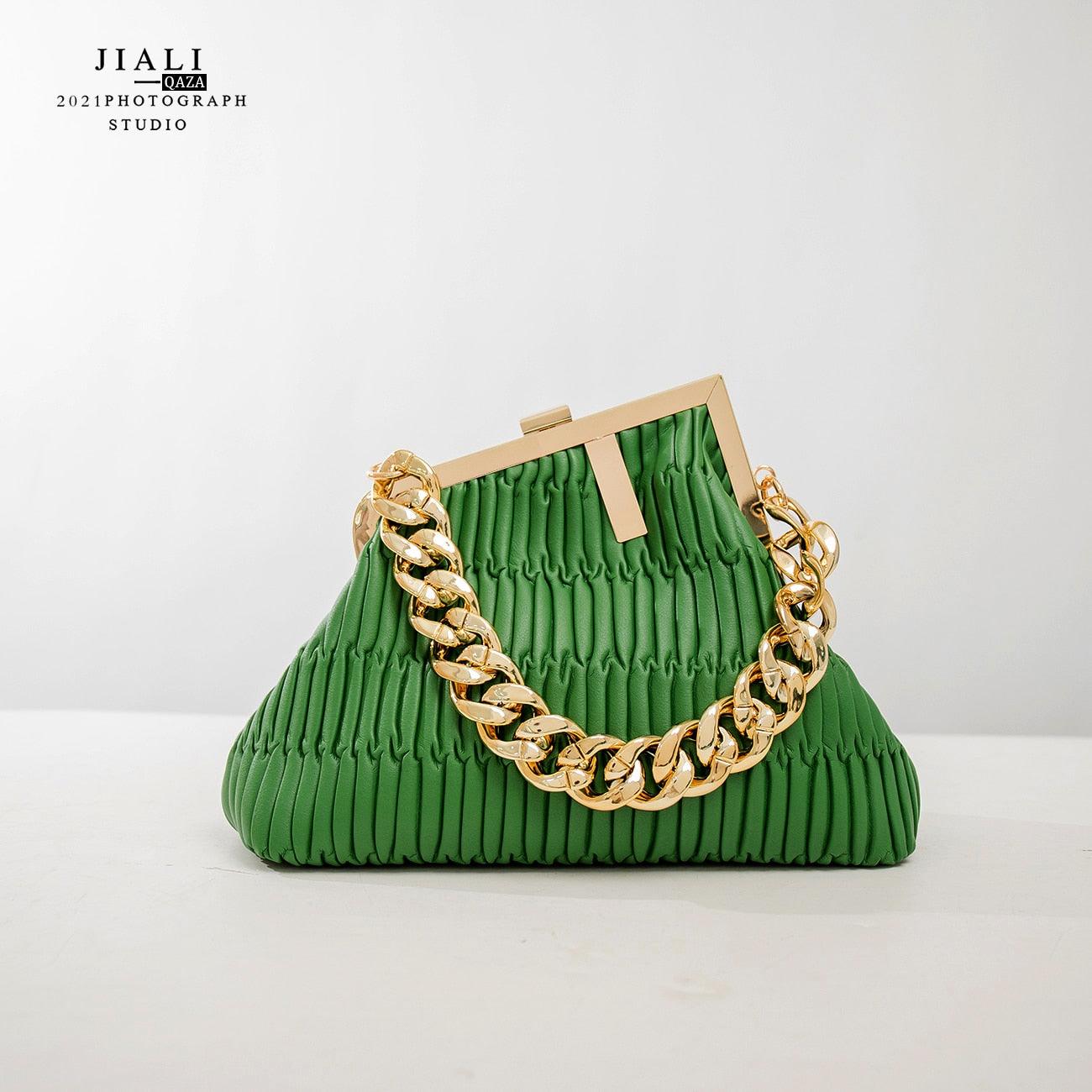 2022 women fashion Solid color Vintage bag High quality PU  leather  Chain handbag - HABASH FASHION