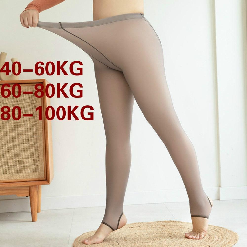 40-100KG Women Oversized Pantyhose Fake Meat Through  Stewardess Grey Skin Penetrating Winter - HABASH FASHION