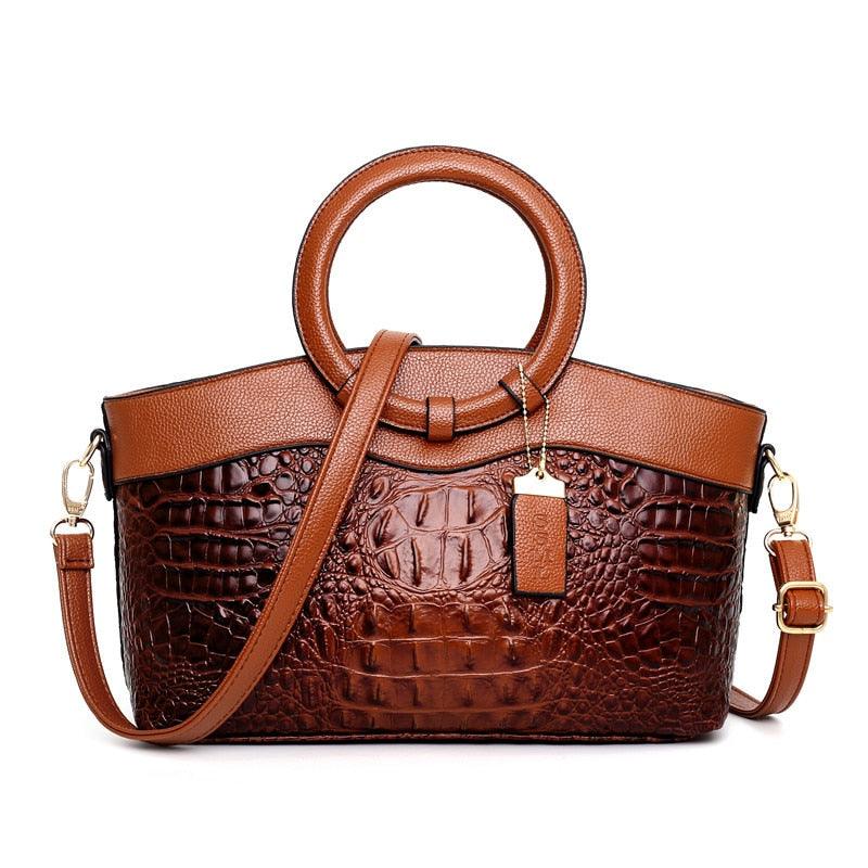 Luxury Crocodile Design Handbags Ladies Leather Handbag - HABASH FASHION