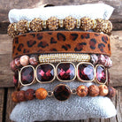 Leather Bracelet Set 5 Pieces Handmade Natural Stone - HABASH FASHION