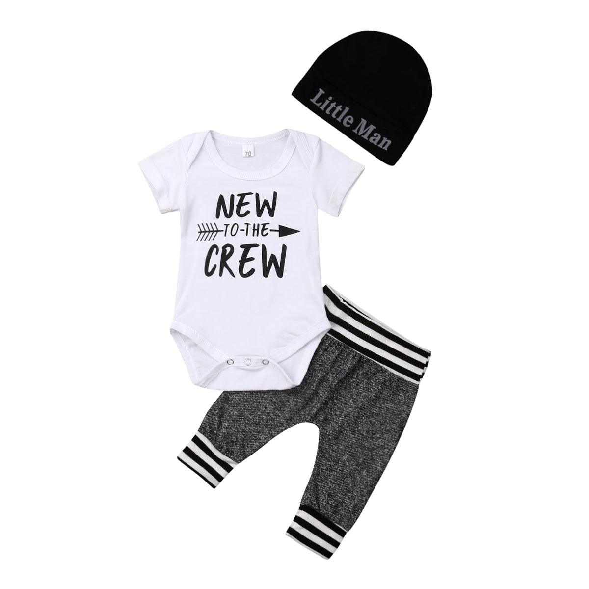 Newborn Baby Romper + Pants Outfit Clothes Gray Casual Playsuit 0-18 Months - HABASH FASHION