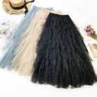 One Size Summer Tulle Skirt Women Boho Long Skirt High Waist Ruffles - HABASH FASHION