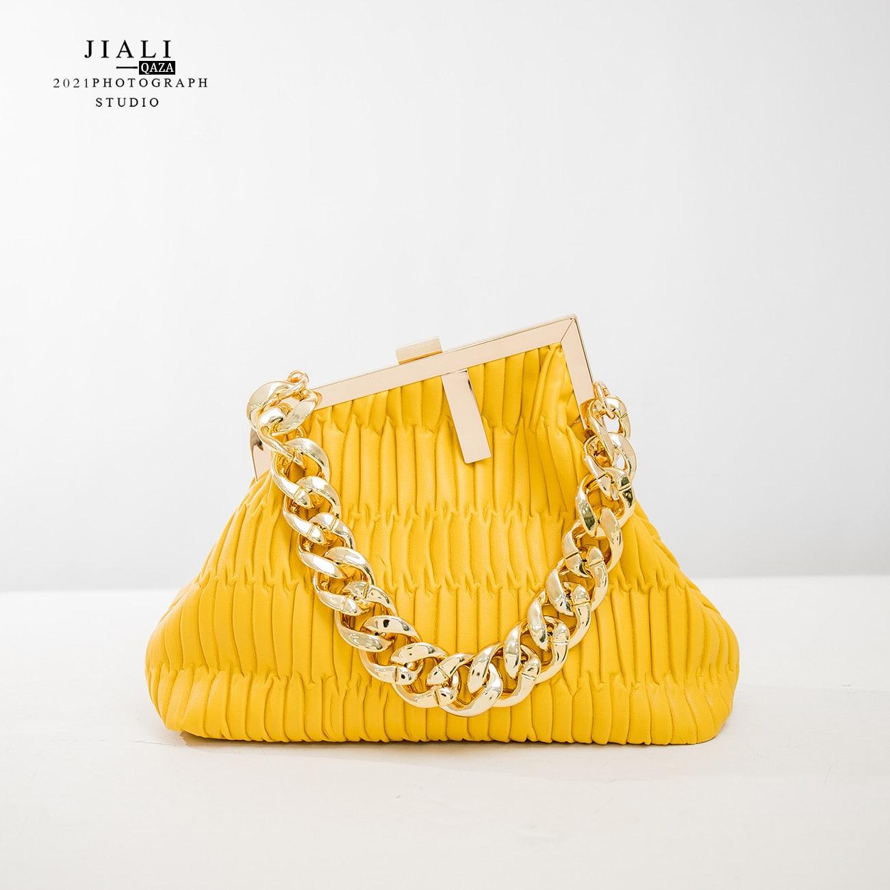 2022 women fashion Solid color Vintage bag High quality PU  leather  Chain handbag - HABASH FASHION