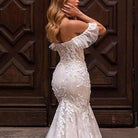 Luxury Cap Sleeves Lace Mermaid Wedding Dress 2022 Sweetheart Tulle Wedding Dress With Sexy Backless Bowknot Train - HABASH FASHION