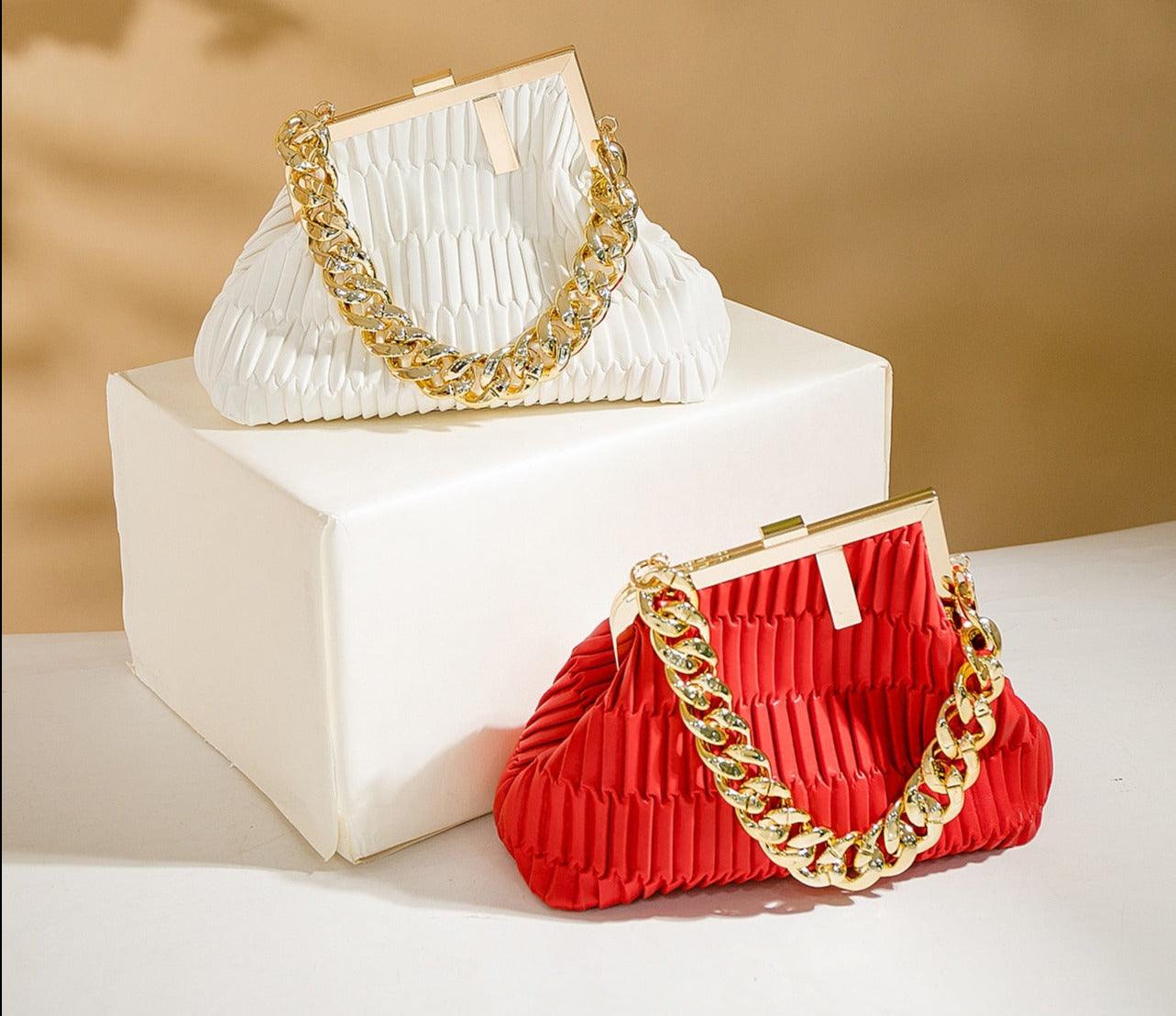 2022 women fashion Solid color Vintage bag High quality PU  leather  Chain handbag - HABASH FASHION