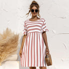 Cute Women Summer Dress Loose Striped Print Ruffle Sleeve Elegant Dresses - HABASH FASHION