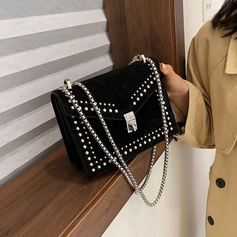 New chain rivet lock designer crossbody bags for women luxury handbags - HABASH FASHION