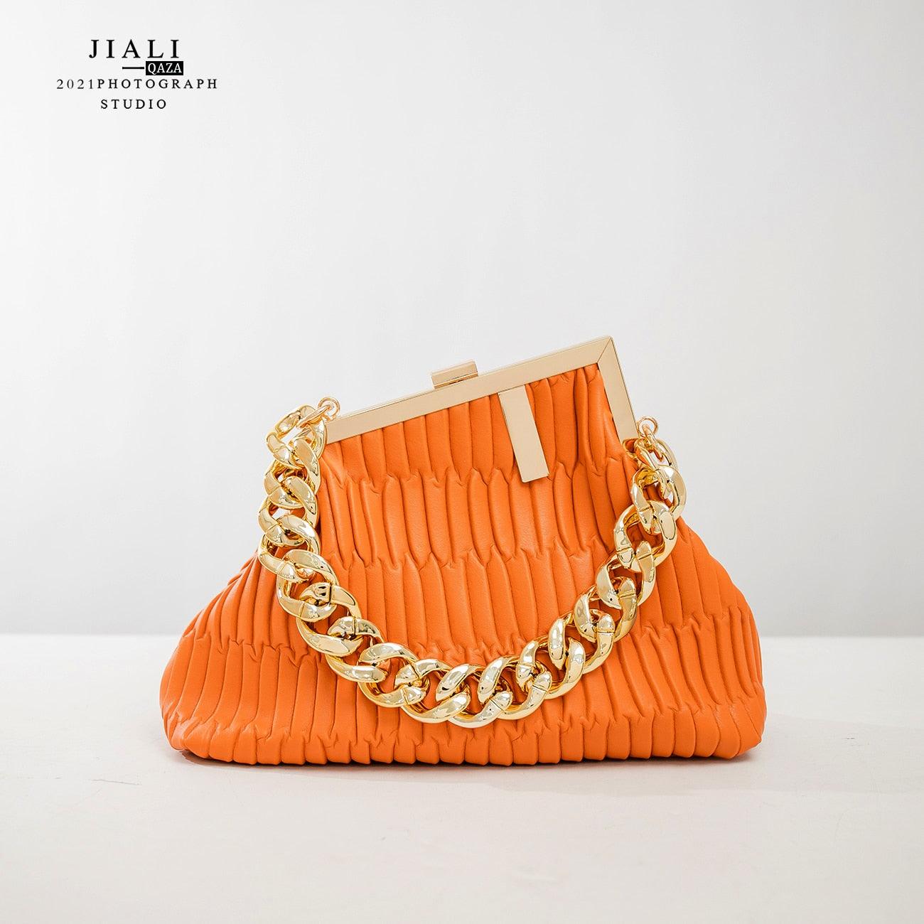 2022 women fashion Solid color Vintage bag High quality PU  leather  Chain handbag - HABASH FASHION
