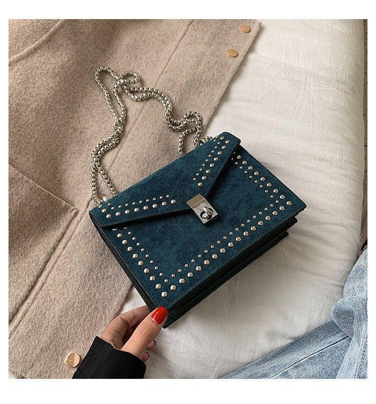 New chain rivet lock designer crossbody bags for women luxury handbags - HABASH FASHION