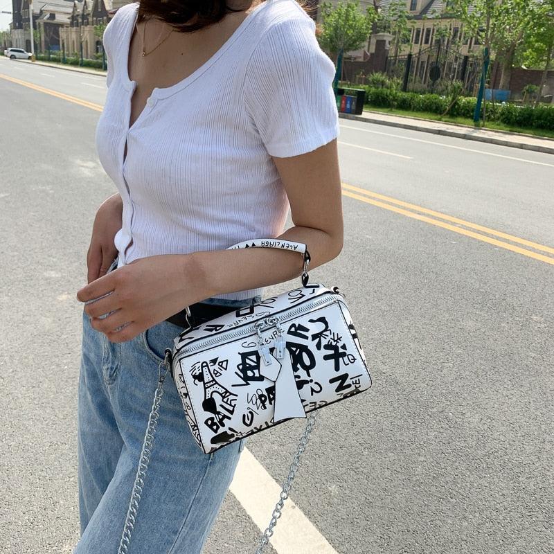 2022 luxury design women leather bags and purse fashion crossbody bags for women graffiti handbags - HABASH FASHION