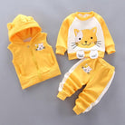 Baby clothes autumn and winter pure cotton thick warm hoodie cartoon cute bear three-piece suit baby girl - HABASH FASHION