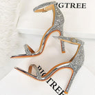 High Heel Shoes Women Pumps Metallic Sequin  Heels - HABASH FASHION