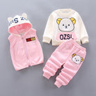 Baby clothes autumn and winter pure cotton thick warm hoodie cartoon cute bear three-piece suit baby girl - HABASH FASHION