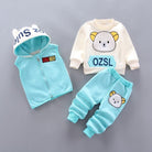 Baby clothes autumn and winter pure cotton thick warm hoodie cartoon cute bear three-piece suit baby girl - HABASH FASHION