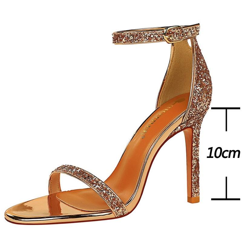 High Heel Shoes Women Pumps Metallic Sequin  Heels - HABASH FASHION