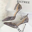 High Heel Shoes Women Pumps Metallic Sequin Heels 10 cm - HABASH FASHION