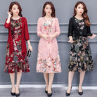 Large Size Summer Dress Women Floral Print Long Chiffon Dresses Two-Piece Set Womens Dresses Plus Size - HABASH FASHION