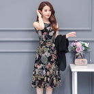 Large Size Summer Dress Women Floral Print Long Chiffon Dresses Two-Piece Set Womens Dresses Plus Size - HABASH FASHION