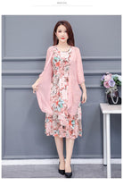 Large Size Summer Dress Women Floral Print Long Chiffon Dresses Two-Piece Set Womens Dresses Plus Size - HABASH FASHION