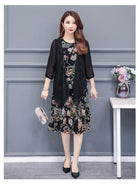 Large Size Summer Dress Women Floral Print Long Chiffon Dresses Two-Piece Set Womens Dresses Plus Size - HABASH FASHION