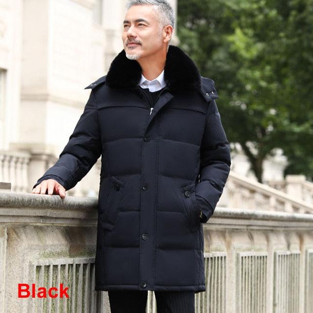 High quality fur collar men winter Jacket casual warm hooded down coats - HABASH FASHION