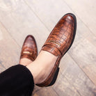 Pointed Toe Dress Shoes slip on Men Leopard Loafers Patent - HABASH FASHION