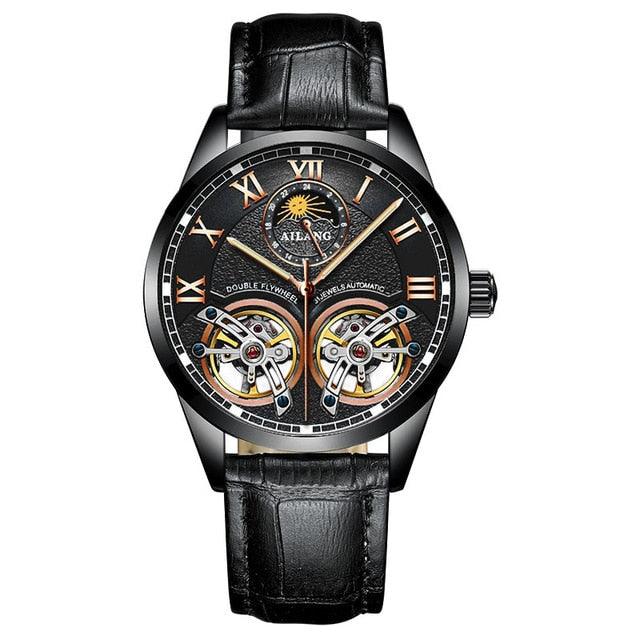 Men's double flywheel automatic mechanical watch casual business men's clock - HABASH FASHION