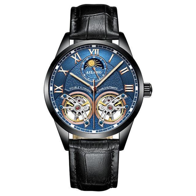 Men's double flywheel automatic mechanical watch casual business men's clock - HABASH FASHION