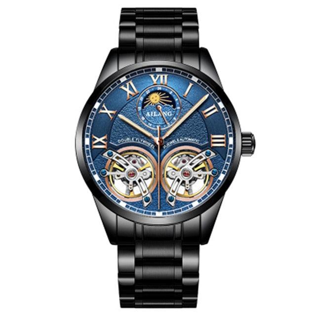 Men's double flywheel automatic mechanical watch casual business men's clock - HABASH FASHION